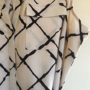 New York & Company Black & White Print Dress L